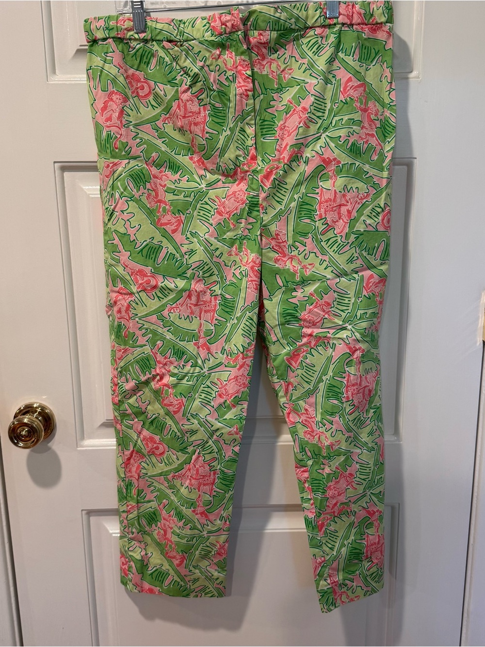 Lilly Pulitzer Pink & Green Floral Print Cotton Pants